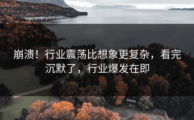 崩溃！行业震荡比想象更复杂，看完沉默了，行业爆发在即
