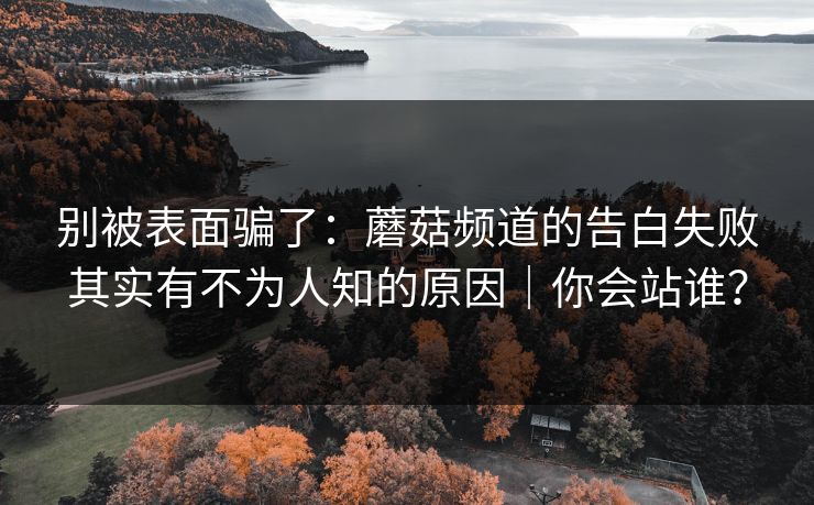 别被表面骗了：蘑菇频道的告白失败其实有不为人知的原因｜你会站谁？