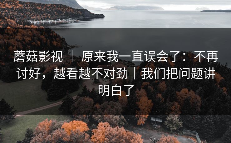 蘑菇影视 ｜ 原来我一直误会了：不再讨好，越看越不对劲｜我们把问题讲明白了
